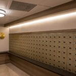 Renovated mailroom at Flamenco Towers