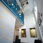 Abstract lighting installed in the lobby at 200 Ocean in Miami Beach