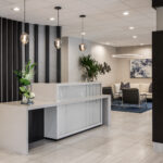 View of lobby from the entrance of Gables Waterway Tower