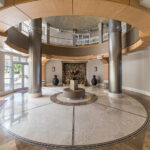 Capital fabricated and installed the metal cladding of the two columns at the main entrance of the lobby at Three Tequesta in Miami, FL