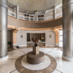 Capital refinished all of the wood accents in main entrance of the lobby at Three Tequesta in Miami, FL