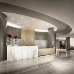 Custom reception desk at Harbour House crafted and constructed by Capital