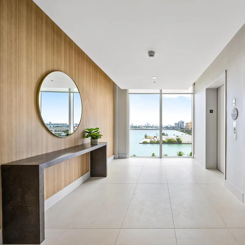 Elevator foyer on the resident level
