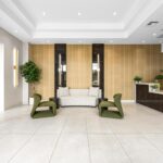 Brand new renovated lobby with contemporary look completed by Capital Contractor Services