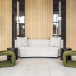 Cloe view of details in lobby seating area completed by Capital Contractor Services