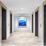 Elevator lobby on common floors at the Waverly, renovated by Capital Contractor Services