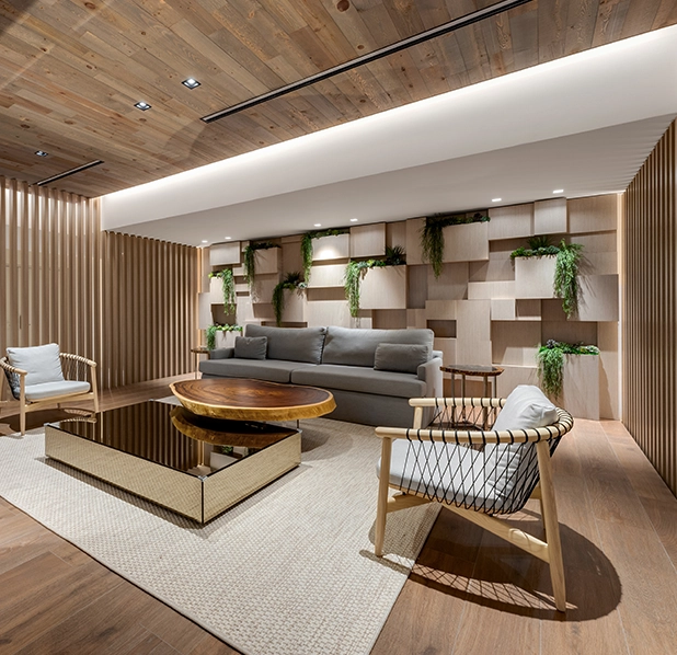 Roney Palace lobby seating area renovated by Capital Contractor Services