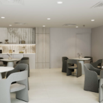 Rendering of the coffee room at North Tower at The Point to be renovated by Capital Contractor Services