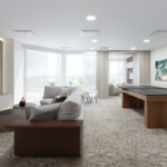Rendering of the game room at North Tower at The Point to be renovated by Capital Contractor Services