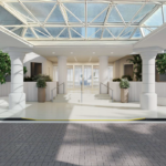 Rendering of the porte cochere at North Tower at The Point to be renovated by Capital Contractor Services