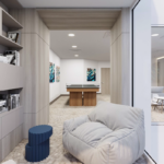 Rendering of the game room at North Tower at The Point to be renovated by Capital Contractor Services