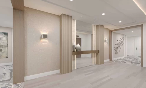 Rendering of the Carlton residential hallway