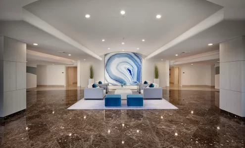 la rive interior renovation of the lobby completed by capital contractor services