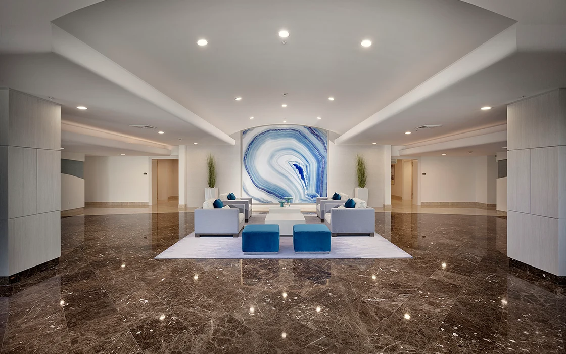 la rive interior renovation of the lobby completed by capital contractor services