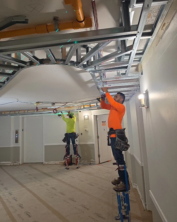 crew working on interior renovation
